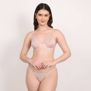 Ishq Noor Set – Soft Lace Bra & Thong Lingerie Set for Women