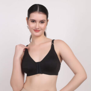 Sugam Black Cotton Lace Bra for Women – Front Open | Wire-Free | Everyday Comfort