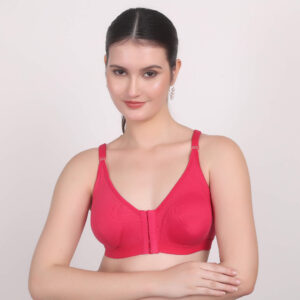 Sugam Pink Cotton Lace Bra for Women – Front Open | Wire-Free | Everyday Comfort