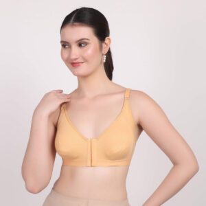 Sugam Cream Cotton Lace Bra for Women – Front Open | Wire-Free | Everyday Comfort