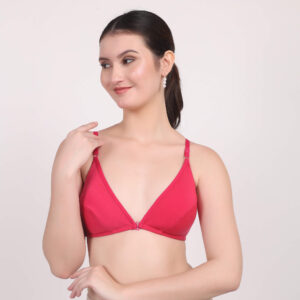 Mohmaya Pink Front Open Bra – Non-Wired Cotton Support