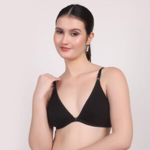 Mohmaya Black, Front Hook Non-Padded Wire-Free Everyday Comfort Bra