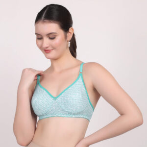 Meera Komal Bra -Pastel Green Cotton Comfort Wire-Free Anti-Bacterial Daily Wear Bra