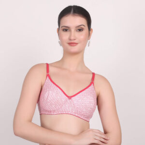 Meera Komal Bra -Pink Cotton Comfort Wire-Free Anti-Bacterial Daily Wear Bra