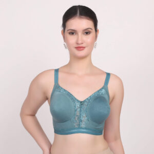 Kareena Green Serenity Bra – Mauve Lace Panel, Breathable Cotton Support