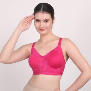 Kareena Maroon Serenity Bra – Mauve Lace Panel, Breathable Cotton Support