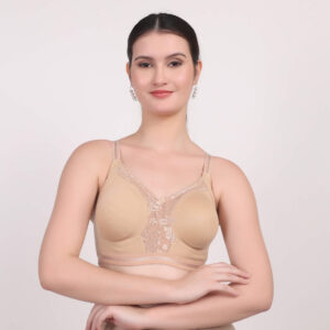 Kareena Nude Serenity Bra – Mauve Lace Panel, Breathable Cotton Support
