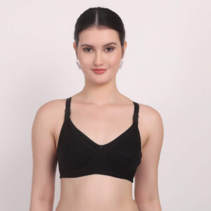 Matritva Nursing Bra – Black Cotton Comfort for New Moms | Anti-Odor | Anti-Bacterial | Wire-Free Maternity Bra