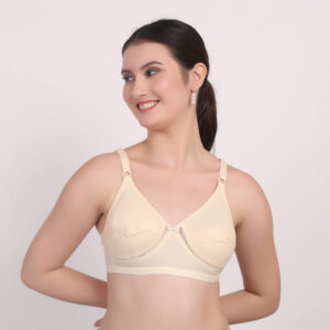Vritika Cream, Non Padded Breathable Cotton Bra